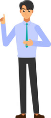 cartoon business man wearing white shirt ,png