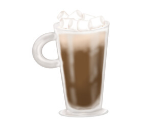 Hot drink Chocolate or coffee png clipart. 
marshmallow on top. illustration beverage.