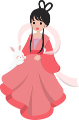 Mid-autumn festival of Chang'e and rabbit cartoon characters, comic characters vector