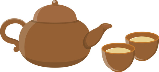 Cartoon comic vector of teapot and cup