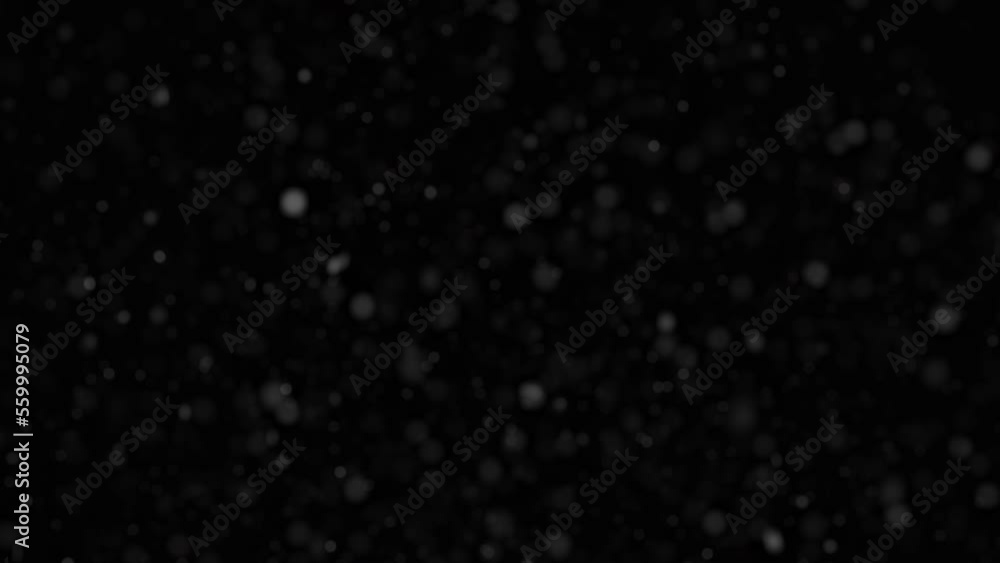 Poster beautiful loop black and white dust particles falling down on black background for screen project ov