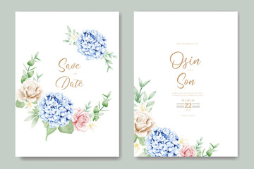 beautiful hydrangea floral wedding invitation card 
