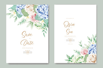 beautiful hydrangea floral wedding invitation card 