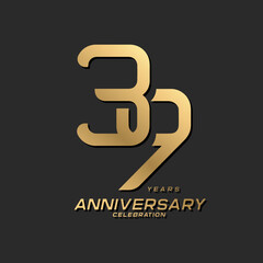 39 years anniversary celebration logotype with modern elegant number