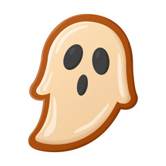 Cartoon drawing of Halloween ghost cookies on white background. Spooky Halloween candies vector illustration. Halloween, sweet food concept