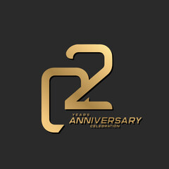2 years anniversary celebration logotype with modern elegant number