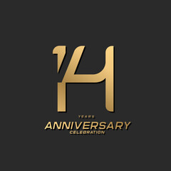 14 years anniversary celebration logotype with modern elegant number