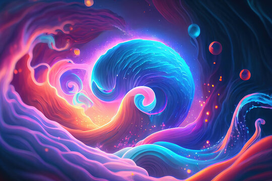 Colourful Psychic Waves, wellness calming spiritual concept Generative AI Illustration