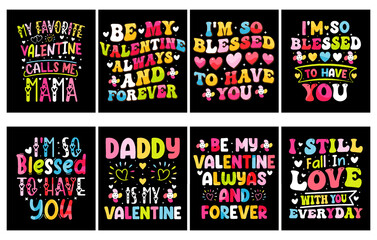 Obraz na płótnie Canvas Valentines day T Shirt Design bundle, set of valentine t shirt, coloring valentine t shirt 