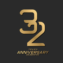 32 years anniversary celebration logotype with modern elegant number