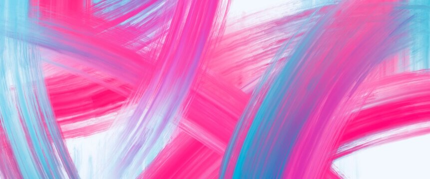 Colorful abstrasct background with hand painted water color technique design, magenta and blue paint brush layer, artwork, free copy space, unique wallpaper, graphic for book cover or brochure	