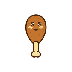 vector icon of cute doodle fast food fried chicken