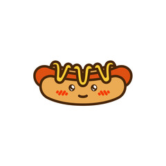 vector icon of cute doodle fast food hot dog