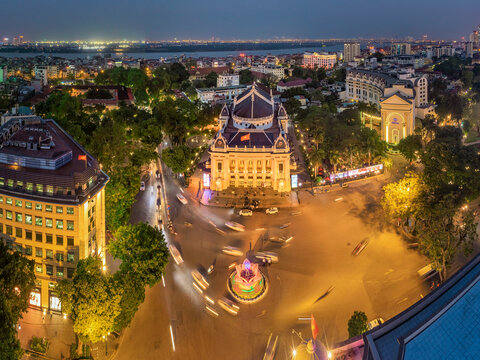 Hanoi, Vietnam - May 04, 2022: View of Hanoi Opera House, Hanoi, Vietnam