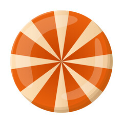 Obraz premium Cartoon drawing of Halloween round striped lollipop on white background. Spooky Halloween candies vector illustration. Halloween, sweet food concept