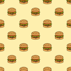 vector icon of cute doodle pattern fast food burger