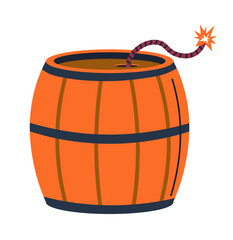 Bomb and explosive weapons types, barrel with rope