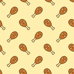 vector icon of cute doodle pattern fast food fried chicken