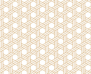 The geometric pattern with lines. Seamless vector background. White and gold texture. Graphic modern pattern. Simple lattice graphic design