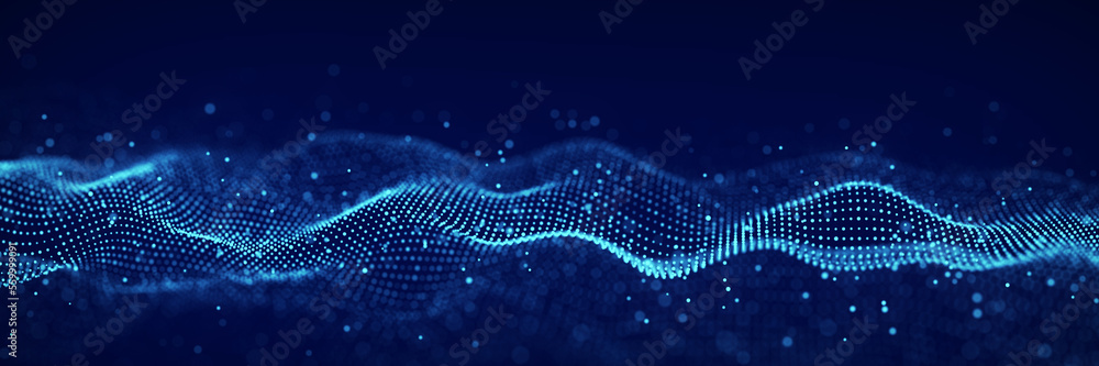 Poster 3d digital wave. technology wave. flow digital structure. cyber technology background. 3d rendering.