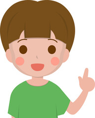 Little boy raised his index finger