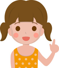 Little girl raised her index finger