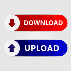 Fototapeta premium Upload and download button icon. Vector illustration.