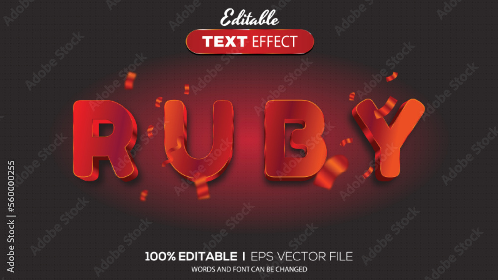 Poster 3d editable text effect ruby theme