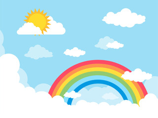 Blue sky and rainbow background