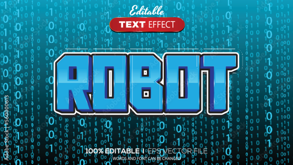 Poster 3d editable text effect robot theme