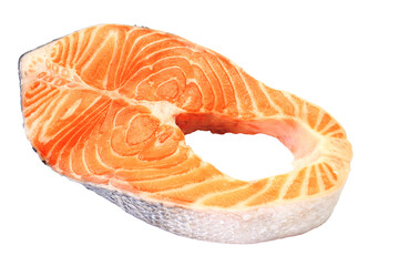 Raw salmon steak isolated 