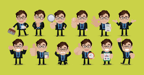 Chef with different poses. vector