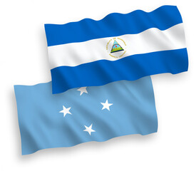 Flags of Nicaragua and Federated States of Micronesia on a white background