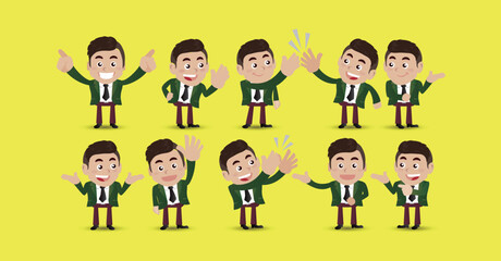 Chef with different poses. vector