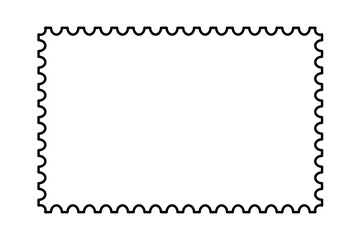 Postage stamp frame. Empty border template for postcards and letters. Blank rectangle and square postage stamp with perforated edge. Vector illustration isolated on white background.