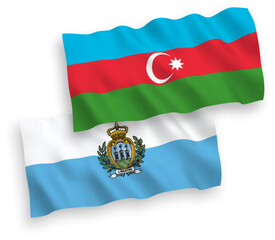 Flags of San Marino and Azerbaijan on a white background