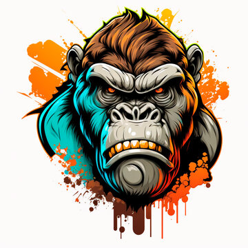 monkey graffiti illustration, digital art painting