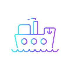 Ship Transportation icon with blue gradient outline style. Vehicle, symbol, transport, line, outline, station, travel, automobile, editable, pictogram, isolated, flat. Vector illustration