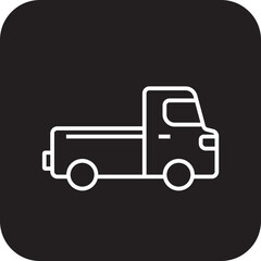 Pick Up Transportation icon with black filled line style. Vehicle, symbol, transport, line, outline, station, travel, automobile, editable, pictogram, isolated, flat. Vector illustration