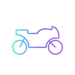 Motorcycle Transportation icon with blue gradient outline style. Vehicle, symbol, transport, line, outline, station, travel, automobile, editable, pictogram, isolated, flat. Vector illustration