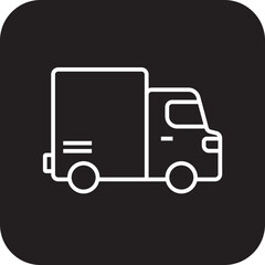 Truck Transportation icon with black filled line style. Vehicle, symbol, transport, line, outline, station, travel, automobile, editable, pictogram, isolated, flat. Vector illustration