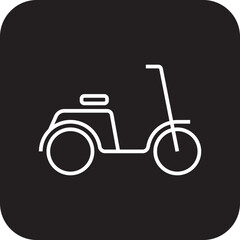Scooter Transportation icon with black filled line style. Vehicle, symbol, transport, line, outline, station, travel, automobile, editable, pictogram, isolated, flat. Vector illustration