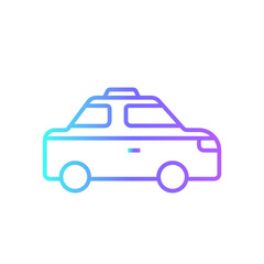 Taxi Transportation icon with blue gradient outline style. Vehicle, symbol, transport, line, outline, station, travel, automobile, editable, pictogram, isolated, flat. Vector illustration