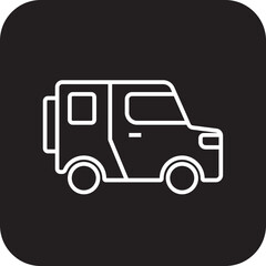 Jeep Transportation icon with black filled line style. Vehicle, symbol, transport, line, outline, station, travel, automobile, editable, pictogram, isolated, flat. Vector illustration