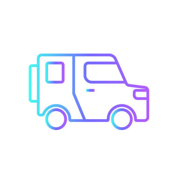 Jeep Transportation icon with blue gradient outline style. Vehicle, symbol, transport, line, outline, station, travel, automobile, editable, pictogram, isolated, flat. Vector illustration