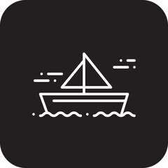 Sailboat Transportation icon with black filled line style. Vehicle, symbol, transport, line, outline, travel, automobile, editable, pictogram, isolated, flat. Vector illustration