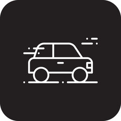 Car Transportation icon with black filled line style. Vehicle, symbol, transport, line, outline, travel, automobile, editable, pictogram, isolated, flat. Vector illustration