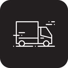 Truck Transportation icon with black filled line style. Vehicle, symbol, transport, line, outline, travel, automobile, editable, pictogram, isolated, flat. Vector illustration