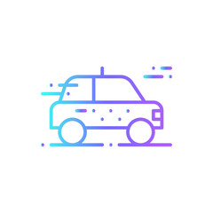 Taxi Transportation icon with blue gradient outline style. Vehicle, symbol, transport, line, outline, travel, automobile, editable, pictogram, isolated, flat. Vector illustration