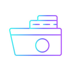 SHIP Transportation icon with blue gradient outline style. Vehicle, symbol, business, transport, line, outline, travel, automobile, editable, pictogram, isolated, flat. Vector illustration